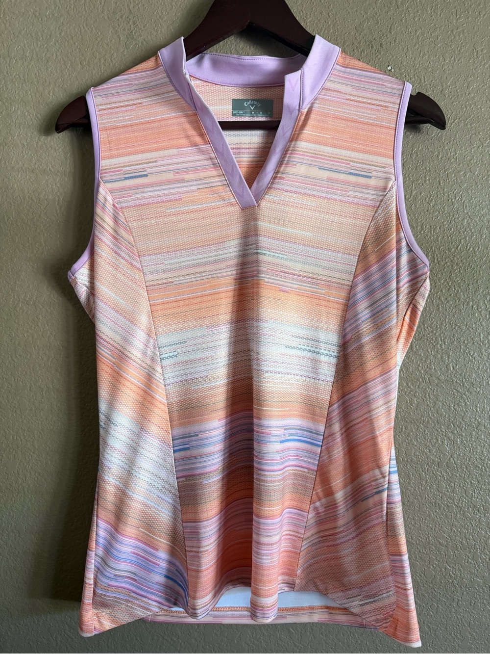 Callaway Peach and Lavender Striped Sleeveless Golf Tank Size Medium NWT